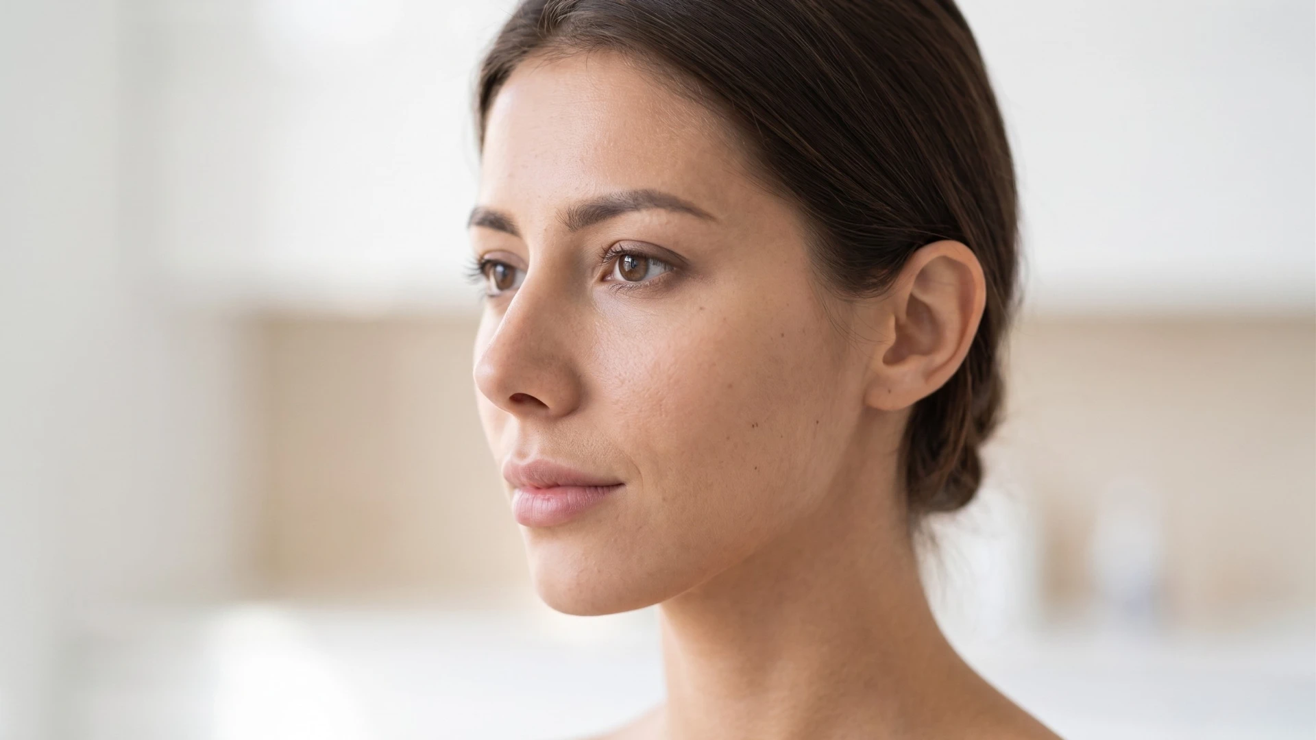 Perfil facial natural con luz de día
